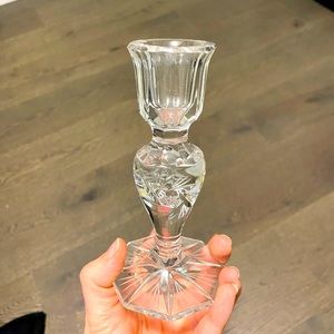 2 Crystal Candlestick holders - Vintage Pinwheel pattern. 6” tall. Like New